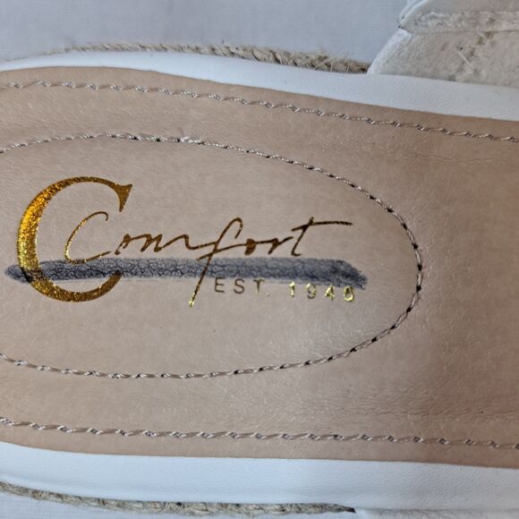 C Comfort est. 1946 Espadrilles Womens 7M Studded Platform White Faux Leather - Picture 10 of 11